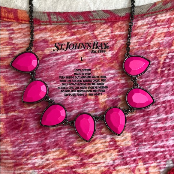 💕St. John’s Bay Pink Crochet Boho Top Size Large - Picture 4 of 5